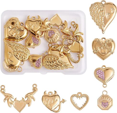 16 Pieces Evil Eye Charms 304 Stainless Steel Round Hamsa Hand Evil Eye Rhinestone Pendants for DIY Jewelry Making in Saudi Arabia