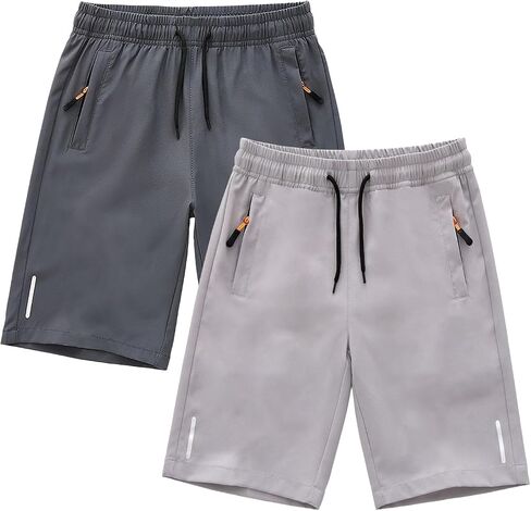 SHOOYING Boys Quick Dry Athletic Zipper Shorts Sets in Saudi Arabia