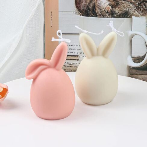 3D Easter Bunny Eggshell Candle Molds,Rabbit Silicone Aromatherapy Molds,Novelty Animal Design Fondant Mold for Candle Making and Baking Making Soap Wax Cake Mousse Ice Cream (Folded Ears) in Kuwait