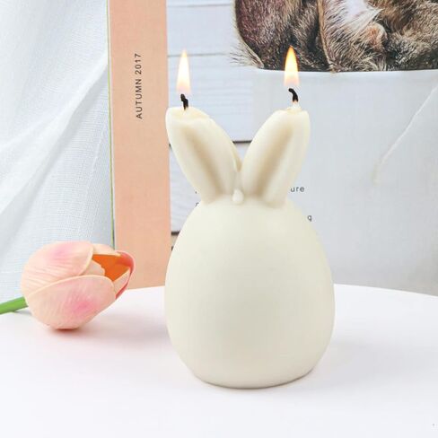 3D Easter Bunny Eggshell Candle Molds,Rabbit Silicone Aromatherapy Molds,Novelty Animal Design Fondant Mold for Candle Making and Baking Making Soap Wax Cake Mousse Ice Cream (Folded Ears) in Kuwait
