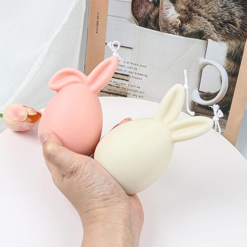 3D Easter Bunny Eggshell Candle Molds,Rabbit Silicone Aromatherapy Molds,Novelty Animal Design Fondant Mold for Candle Making and Baking Making Soap Wax Cake Mousse Ice Cream (Folded Ears) in Kuwait