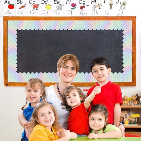 BeYumi Music Notes Border Trim - 65ft Back to School Musical Notes Holographic Straight Rolled Border Trim Iridescent Music Themed Bulletin Board Set Classroom Office Chalkboard Door Party Decoration in Kuwait