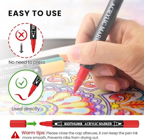 26 Colors Acrylic Paint Pens, Dual Tip Acrylic Paint Markers with Brush Tip and Dot Tip, Paint Markers for Painting Rock, Wood, Canvas in Kuwait