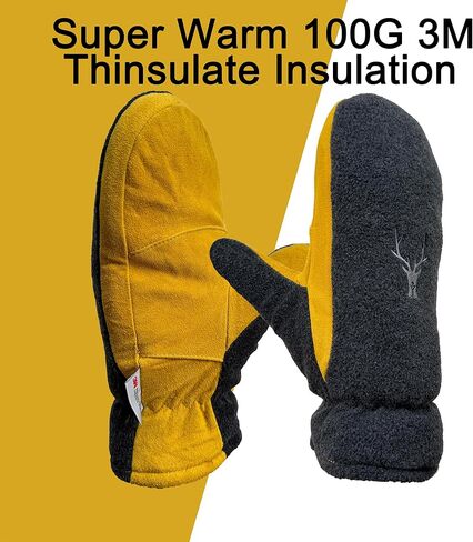 SKYDEER Upgraded Winter Mittens with Soft Deerskin Suede Leather & Thermal Polar Fleece & Warm C100G 3M Thinsulate Insulation in Kuwait
