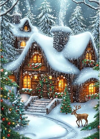 SENQAO Snow Train Diamond Art Kits for Adults,Christmas 5D Diamond Painting Kits for Beginners,Round Full Drill Gem Art for Adults,DIY Diamond Dots Paintings Picture Arts Craft for Home Decor 12x16in in Kuwait