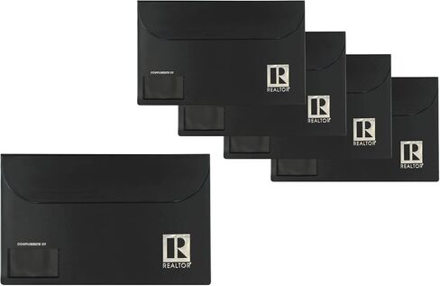 Legal Size Vinyl Document Folder with Clear Business Card Pocket, Real Estate Agent Supply Holds Closing Paperwork (Black, House - 5 Pack) in Saudi Arabia