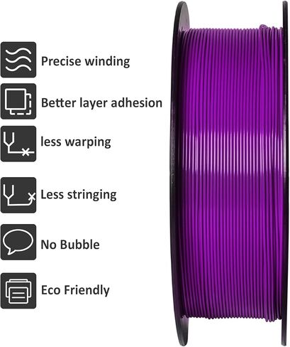 Geeetech Silk PLA Filament 1.75mm for 3D Printer, Metal-Like Shiny Consumable 1kg (2.2lbs) 1 Spool, Dimensional Accuracy +/- 0.03 mm,Metallic Silver in Kuwait