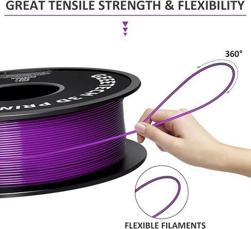 Geeetech Silk PLA Filament 1.75mm for 3D Printer, Metal-Like Shiny Consumable 1kg (2.2lbs) 1 Spool, Dimensional Accuracy +/- 0.03 mm,Metallic Silver in Kuwait