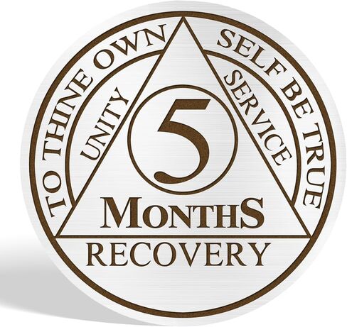 5 Month Sobriety Coin Gifts | to Thine Own Self Be True AA Coins - HA AA Chip Medallion with Leather Keychain | Narcotics Alcoholics Anonymous Gifts for Anniversary Month for Men & Women in Recovery in Kuwait