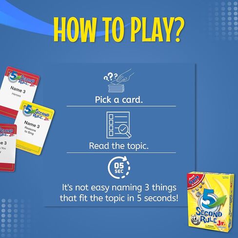 5 Second Rule Game Jr. - Simple Questions Card Game for Family Fun, Party, Kids, Travel, Game Night & Sleepovers - Think Fast and Shout Out Answers - For Ages 6+ in Saudi Arabia