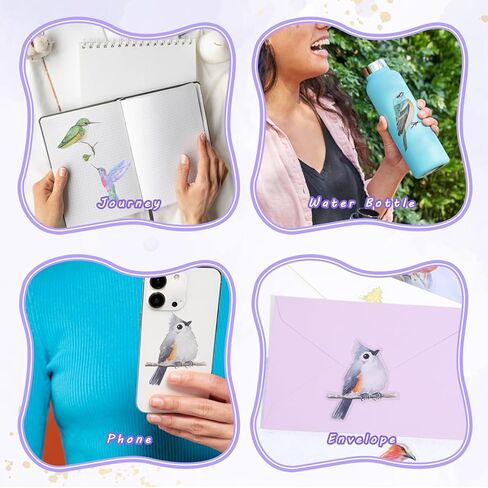 غريفوسيا 40 PCS ملصقات الطيور ، ملصقات الحيوانات اللطيفة فينيل مقاوم للماء ملصقات الطائر الطنان للأظرف مجلة زجاجة ماء الزجاجة الخلوية. in Kuwait