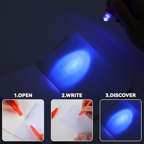 ZOIIWA 48 PCS Invisible Ink Pens with Book Notepads Spy Pens for Kids 4-8 8-12, 24 Ink Pens Bulk with UV Light Spy Game Magic Pen and 24 Pixel Notebooks Party Favors Valentine Birthday Gift Boys Girls in Kuwait