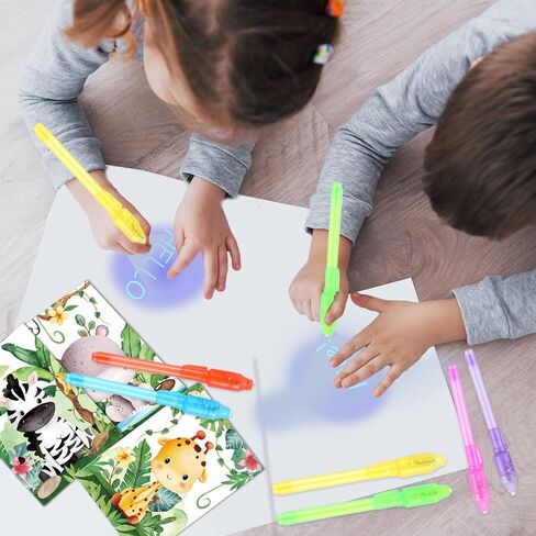 ZOIIWA 48 PCS Invisible Ink Pens with Book Notepads Spy Pens for Kids 4-8 8-12, 24 Ink Pens Bulk with UV Light Spy Game Magic Pen and 24 Pixel Notebooks Party Favors Valentine Birthday Gift Boys Girls in Saudi Arabia