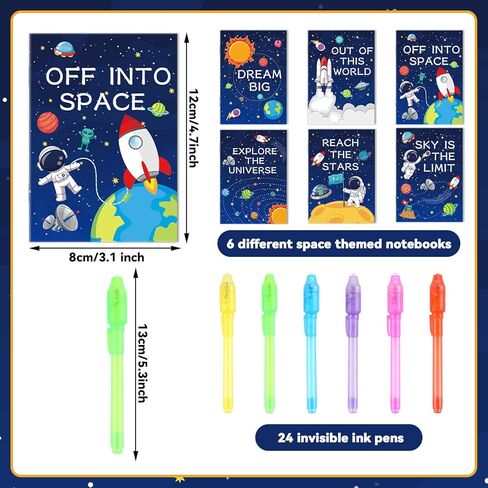 ZOIIWA 48 PCS Invisible Ink Pens with Book Notepads Spy Pens for Kids 4-8 8-12, 24 Ink Pens Bulk with UV Light Spy Game Magic Pen and 24 Pixel Notebooks Party Favors Valentine Birthday Gift Boys Girls in Kuwait