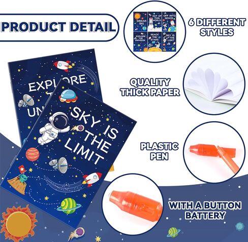 ZOIIWA 48 PCS Invisible Ink Pens with Book Notepads Spy Pens for Kids 4-8 8-12, 24 Ink Pens Bulk with UV Light Spy Game Magic Pen and 24 Pixel Notebooks Party Favors Valentine Birthday Gift Boys Girls in Kuwait