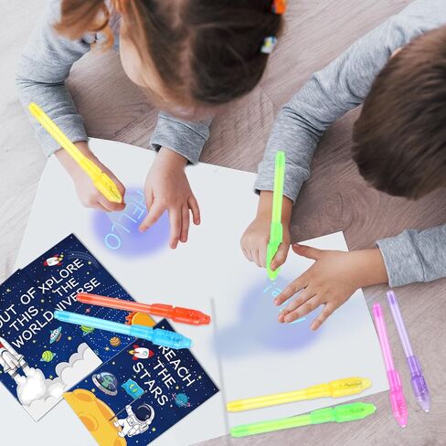 ZOIIWA 48 PCS Invisible Ink Pens with Book Notepads Spy Pens for Kids 4-8 8-12, 24 Ink Pens Bulk with UV Light Spy Game Magic Pen and 24 Pixel Notebooks Party Favors Valentine Birthday Gift Boys Girls in Kuwait