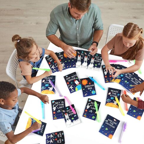 ZOIIWA 48 PCS Invisible Ink Pens with Book Notepads Spy Pens for Kids 4-8 8-12, 24 Ink Pens Bulk with UV Light Spy Game Magic Pen and 24 Pixel Notebooks Party Favors Valentine Birthday Gift Boys Girls in Kuwait