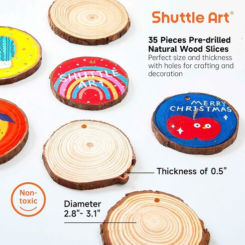 Kids Wood Painting Craft Kit, Glow-in-the-Dark Paint and Diamond Painting on Wood Slices with Stickers & Wiggle Eyes, Ideal Arts and Crafts for Kids Ages 5-12, Gifts for Halloween, Christmas, Birthday in Saudi Arabia