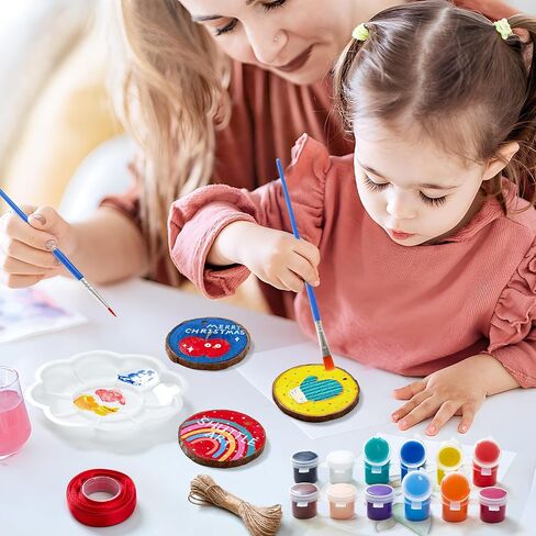 Kids Wood Painting Craft Kit, Glow-in-the-Dark Paint and Diamond Painting on Wood Slices with Stickers & Wiggle Eyes, Ideal Arts and Crafts for Kids Ages 5-12, Gifts for Halloween, Christmas, Birthday in Saudi Arabia