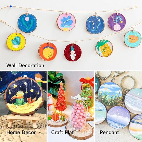 Kids Wood Painting Craft Kit, Glow-in-the-Dark Paint and Diamond Painting on Wood Slices with Stickers & Wiggle Eyes, Ideal Arts and Crafts for Kids Ages 5-12, Gifts for Halloween, Christmas, Birthday in Saudi Arabia