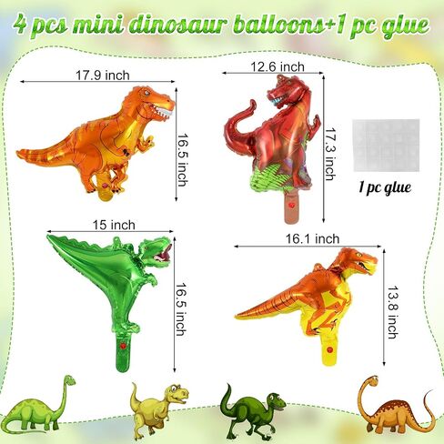 Dinosaur Green Number 4 Balloon, 40 Inch Big Large Foil Helium Green Number Balloon with 4 Pcs Mini Dinosuar, Dinosuar Mylar Balloons Set for 4 Year Old Birthday Party Decorations Supplies in Kuwait