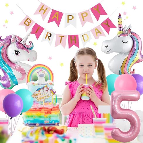 Yancan 4th Birthday Decorations for Girls, 4 year old Girl Party Supplies with Happy Birthday Banner, Cake Topper in Saudi Arabia