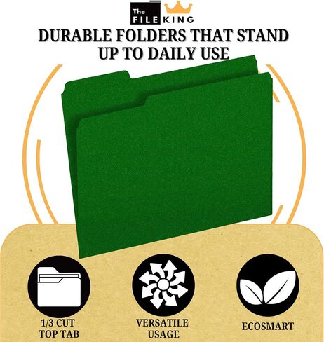 The File King 1/3 Cut File Folders Letter Size - 100 Pack | Manilla Folders 8.5 x 11 | American Made | Assorted 3 Tab Color Manila File Folder | Heavy Duty Office Supplies | Basic Paper File Folder in Kuwait