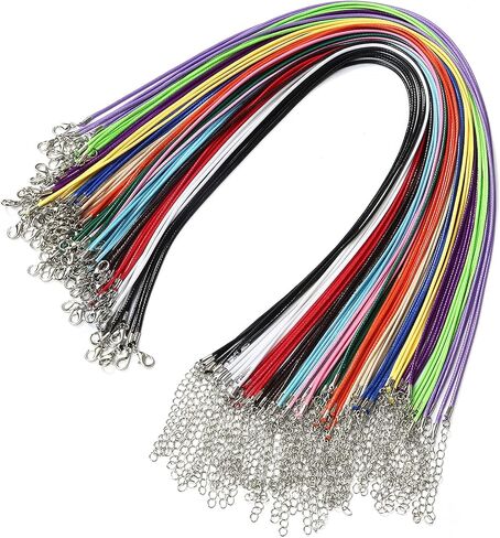 28 PCS سلك قلادة مشمع مع سلسلة قلادة متعددة الألوان Clasp 1.5 ملم لصنع مجوهرات سوار in Saudi Arabia