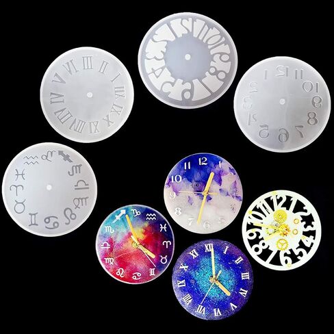 Isuperb 4pcs قوالب الراتنجات على مدار الساعة الأرقام الرومانية كوكبة القالب السيليكون المصنوع يدويًا قوالب راتنجات سيليكونية ديي يدويًا لأدوات صنع المجوهرات (4pcs كبيرة) in Kuwait