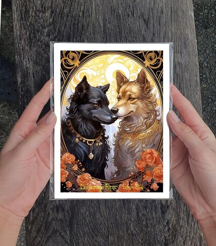 Decoupage Paper Pack (35 Sheets 6"x8") Adorable Dogs in Love in Big Cities and Cute Villages FLONZ Vintage Illustration Pictures Cards for Decoupage, Craft and Scrapbooking in Kuwait