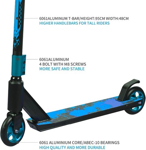 MEE GOO Pro Freestyle Stunt Scooter Trick Scooter Lightweight Alloy Deck Heavy-Duty Frame Bearing up to 220 LB for Intermediate and Beginner Skate Park ABEC-10 Bearings in Saudi Arabia