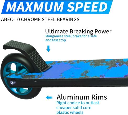 MEE GOO Pro Freestyle Stunt Scooter Trick Scooter Lightweight Alloy Deck Heavy-Duty Frame Bearing up to 220 LB for Intermediate and Beginner Skate Park ABEC-10 Bearings in Saudi Arabia