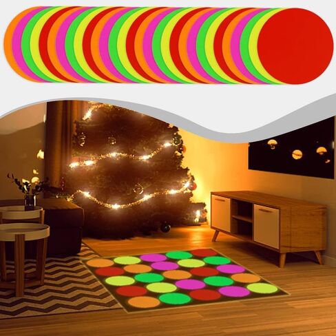 30 Sheets Glow Party Neon Papers, 7.9 Inch Circle Neon Cardstock for Black Light Glow Party DIY Dance Floor Moves Games Decorations and Supplies, 5 Colors (Star-30pcs) in Saudi Arabia