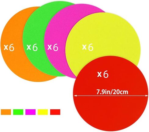 30 Sheets Glow Party Neon Papers, 7.9 Inch Circle Neon Cardstock for Black Light Glow Party DIY Dance Floor Moves Games Decorations and Supplies, 5 Colors (Star-30pcs) in Saudi Arabia