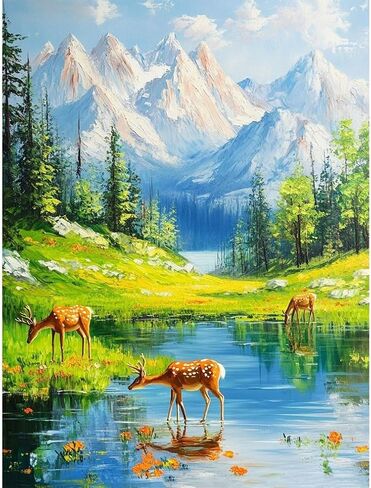 Fotasmua Landscape Paint by Numbers Kit for Adults Beginner, Cabin Adult Paint by Number Kits On Canvas, Country Cottage Acrylic Oil Paint by Number Kits Art and Craft for Home Wall Decor 16x20 Inch in Saudi Arabia