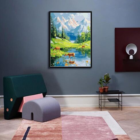 Fotasmua Landscape Paint by Numbers Kit for Adults Beginner, Cabin Adult Paint by Number Kits On Canvas, Country Cottage Acrylic Oil Paint by Number Kits Art and Craft for Home Wall Decor 16x20 Inch in Saudi Arabia