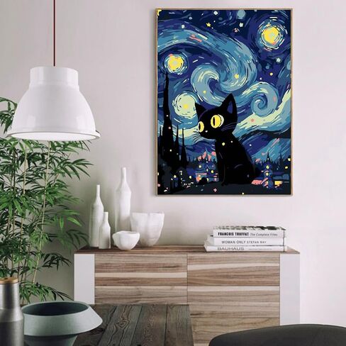 Eiazuiks Paint by Number for Adults with Frame. Paint by Numbers for Adults Beginner Drawing Paintwork with 2 Paintbrushes Paint Canvas Oil Painting 12" x 16" Bookshelf in Saudi Arabia