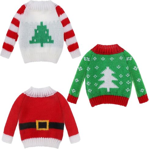 Aoriher 3 Pcs Christmas Doll Accessories Clothes Accessory Sweater Set Knitted Clothing Elk Christmas Tree Snowflake(Cute Style) in Kuwait