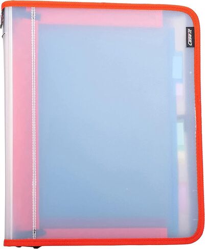 Case-it Padfolio with 1" Removable O-Ring Binder, with 5-Color Tabbed Expanding File Folder, Mesh Pockets, Pen Loops, Secure Elastic Strap Closure, Slim-700-FN, Black in Saudi Arabia