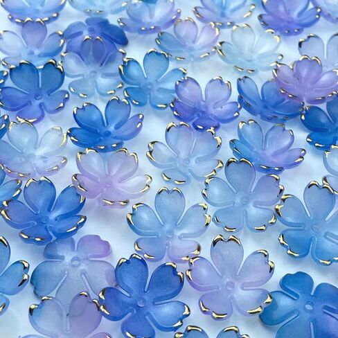 120pcs Acrylic Flower Beads Gradient Spacer Flower Beads Cherry Blossom Gold-Plated Colorful Flower Bead End Caps for Jewelry Making Bracelet Necklace Earrings(Mixed Color) in Kuwait