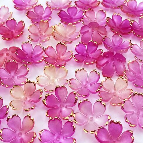 120pcs Acrylic Flower Beads Gradient Spacer Flower Beads Cherry Blossom Gold-Plated Colorful Flower Bead End Caps for Jewelry Making Bracelet Necklace Earrings(Mixed Color) in Kuwait