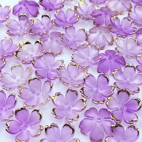 120pcs Acrylic Flower Beads Gradient Spacer Flower Beads Cherry Blossom Gold-Plated Colorful Flower Bead End Caps for Jewelry Making Bracelet Necklace Earrings(Mixed Color) in Kuwait