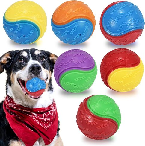6Pcs Squeaky Dog Balls, Dog Toys Balls for Training, Tough Ball Toys for Dogs, Fit with Dog Ball Launcher, High Bouncy Dog Ball for Interactive Playing, Puppy Pet Chew Balls Teething Balls 2.5in in Kuwait