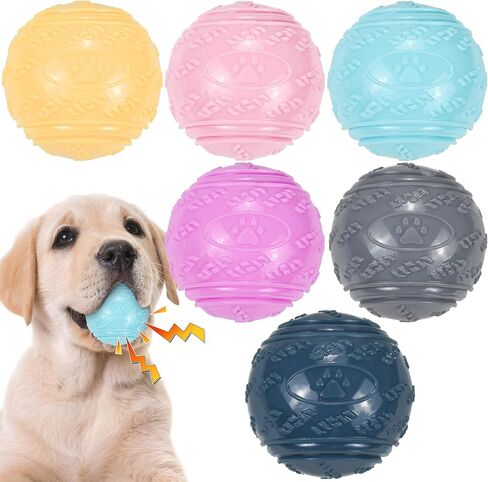 6Pcs Squeaky Dog Balls, Dog Toys Balls for Training, Tough Ball Toys for Dogs, Fit with Dog Ball Launcher, High Bouncy Dog Ball for Interactive Playing, Puppy Pet Chew Balls Teething Balls 2.5in in Kuwait