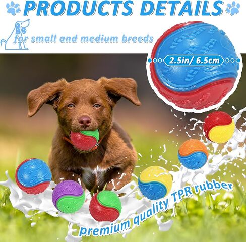 6Pcs Squeaky Dog Balls, Dog Toys Balls for Training, Tough Ball Toys for Dogs, Fit with Dog Ball Launcher, High Bouncy Dog Ball for Interactive Playing, Puppy Pet Chew Balls Teething Balls 2.5in in Kuwait