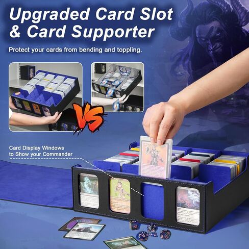 TiMOVO MTG Deck Box for 3000+ Trading Cards, Trading Card Storage Box with 20 Colorful Dividers & 4 Card Supporters, 4 Rows Commander Deck Box for Magic Game Cards, YuGiOh, TCG,Sport Cards, Black Blue in Saudi Arabia