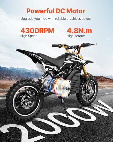 VEVOR 2000W Electric Brushless DC Motor Kit - 48V 4300rpm Motor with Upgraded Speed Controller and Throttle Grip Kit for Go Karts E-Bike Motorcycle Scooter DIY in Saudi Arabia