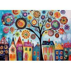 Tree of Life Puzzles for Adults 1000 Pieces, Colorful Jigsaw Puzzle, Art Puzzles as Home Decor