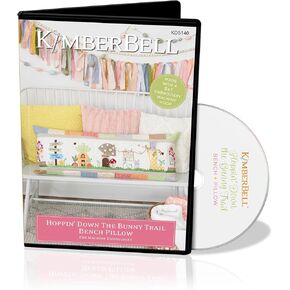 Kimberbell Hoppin’ Down The Bunny Trail Bench Pillow – Machine Embroidery Design CD, 16" x 38" Pillow Pattern with Applique, Textured Fabrics & Custom Buttons – Fits 5x7+ Hoops