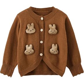 GORGLITTER Girl's Strawberry Button Up Cardigan Long Sleeve V Neck Cute Cardigan Sweater